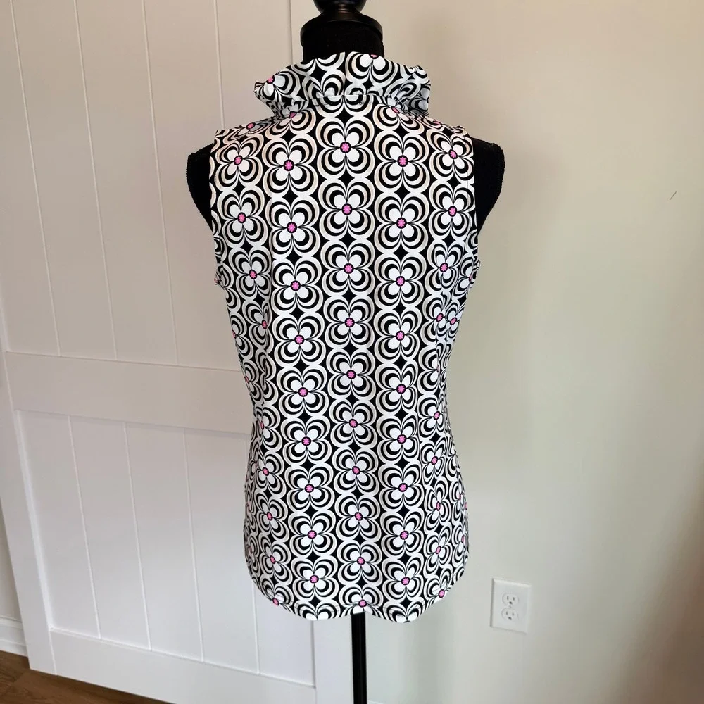 Anthony's Resort Wear Womens Medium Sleeveless Ruffle Neck Floral Geometric Top